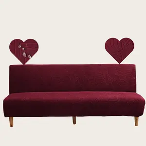 Elastic Solid Color Jacquard Sofa Bed Cover, Washable Sofa Slipcover, Reusable Dustproof Furniture Protector, Durable Home Decor for Living Room Bedroom Office Use