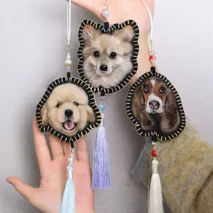 Custom Pet Face Ornament | Handmade Wool Keychain & Tassel Decor | Unique Gift for Dog & Cat Lovers