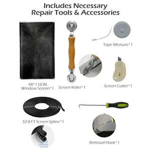 Replacement Window Screen Door Repair Kit - 48"x118" Durable Mesh Screen with Tools - DIY Window/Sliding Door/Porch Screens Replacement for Home, RV & Patio Window Screen Door