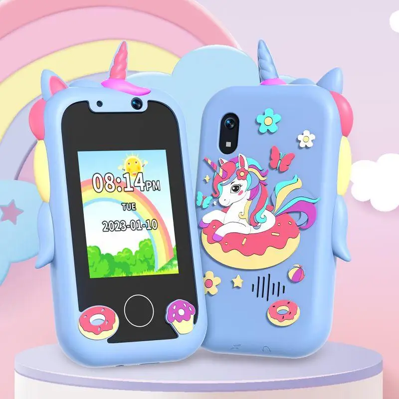 Unicorn Pattern Touch Screen Phone Camera, Cute Cartoon Design Camera Phone with Lanyard, Touch Screen Learning Toy, Birthday Gift for Girls