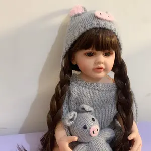 TopLink 55cm (22in) Lifelike Full Body Soft Vinyl Baby Doll, Long-Haired Princess Toddler Girl Newborn Doll