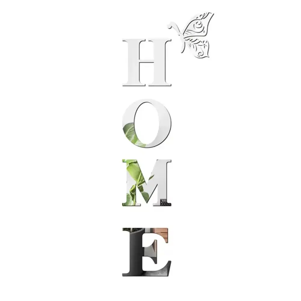 Modern 3D Mirror Home Logo Wall Sticker – Entrance & Living Room Decoration