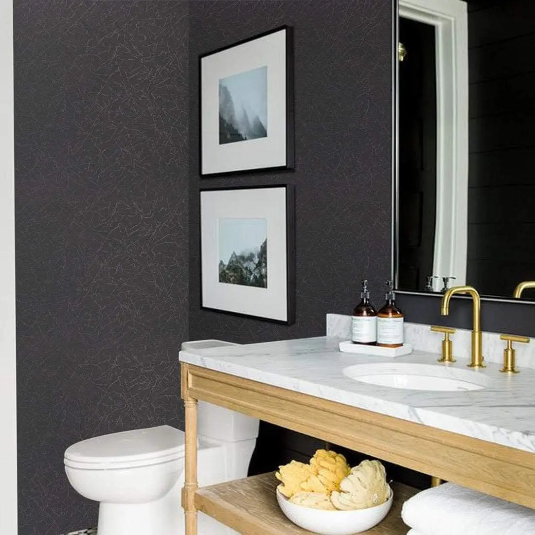 Black Silk Peel and Stick Wallpaper 15.7"x118" – Embossed Waterproof Contact Paper, Self Adhesive Vinyl Wrap for Cabinets, Removable Renter-Friendly Wall Cover with Tools