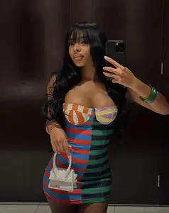 Multi Color Striped Print Dress Womenswear