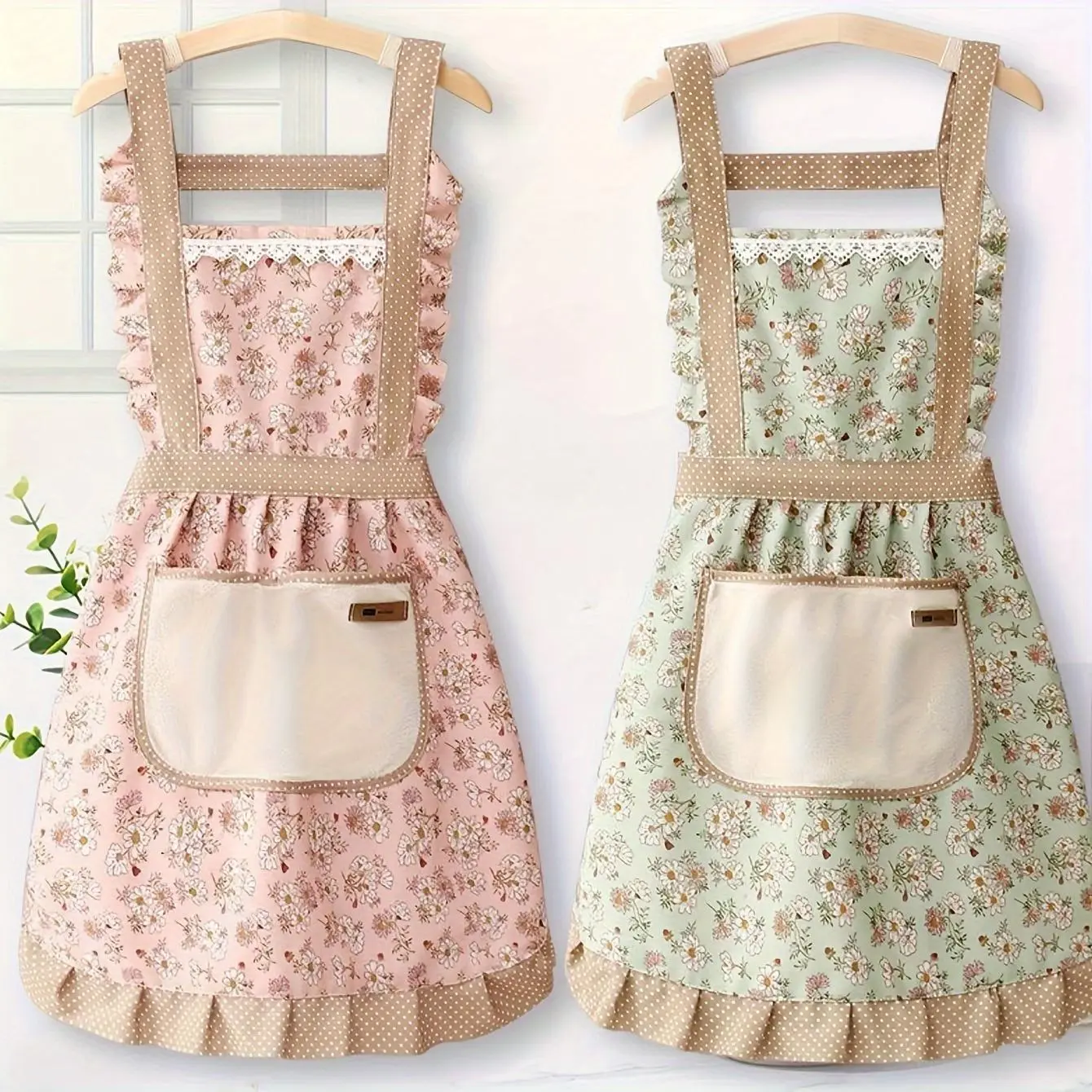 Waterproof Floral Canvas Apron for Chefs - Adjustable Shoulder Strap, Breathable Durable Fabric, 1 Piece Cafe-Style Decorative Floral Accent Adjustable Kitchen Cooking & Serving Apron, Adjustable Aprons, Cafe Style Aprons