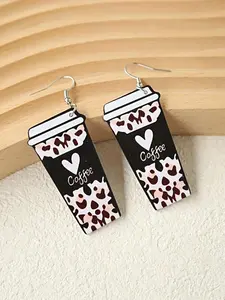 Cute Coffee Cup Design Dangle Earrings, Fashionable Jewelry for Women & Girls, Trendy All-match & Exquisite Jewelry for Birthday Gift, Coffee Themed Earrings