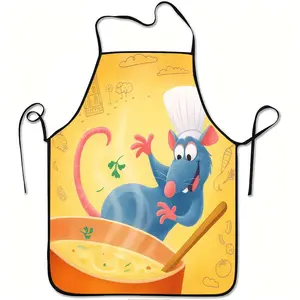 1 piece of cartoon chef mouse cooking apron, sturdy, durable, and easy to clean, with adjustable waist, made of polyester, suitable for cooking, gardening, fruit picking, Christmas, and Halloween