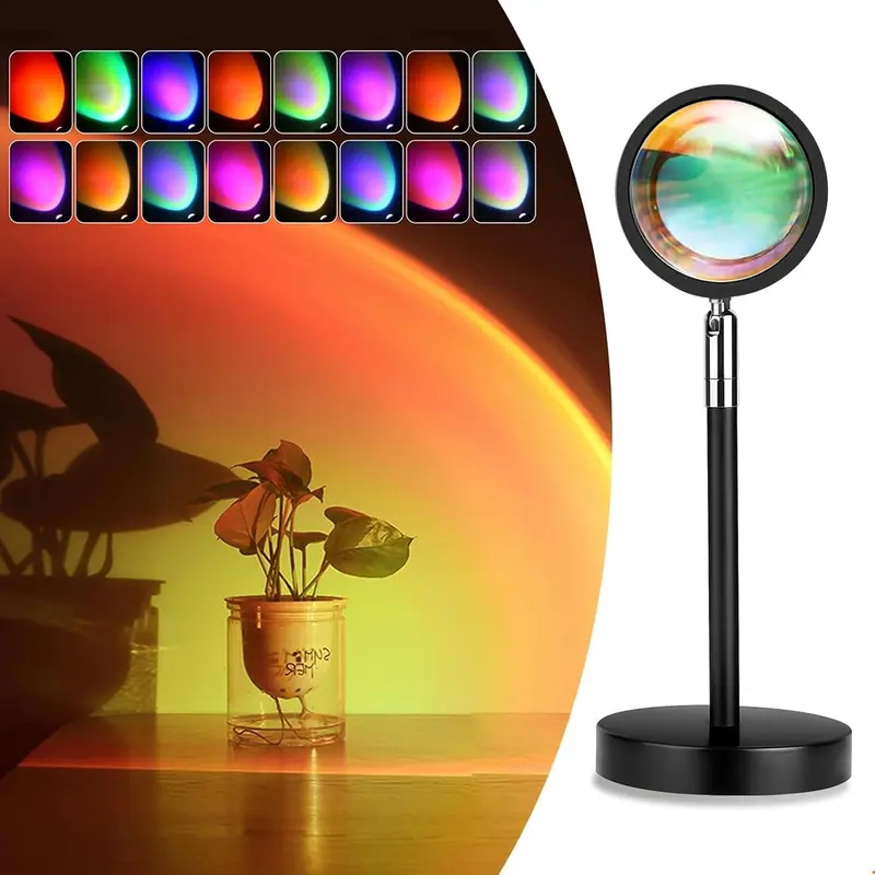 Color Changing LED Sunset Lamp Projector - LED Effects Night Light, Unique Home Accessory, House Decor, Lights for Bedroom, Dorm Accessory, Party Photo Vlog Background, Quirky Gift