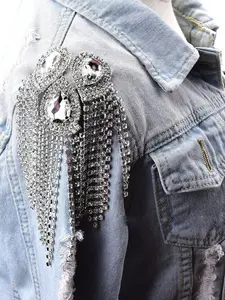 Water Drill Shoulder Strap Fringe Brooch Pin, Party Dress Accessories, Crystal Rhinestone Patch, DIY Fashion Jewelry for Women