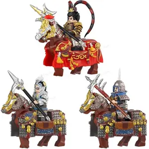 MOC Zhao Yun Lv Bu Soldiers War Horses Ancient History Figures Heavy Armor Building Blocks toy Festival Gift For Children