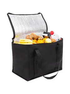 LMMAKE Insulated Cooler Bag - Large Capacity, Triple-Layer Non-Woven Fabric, Secure Zipper Closure, Collapsible & Stands Upright, Ideal for Food Delivery, Camping, & Market Visits