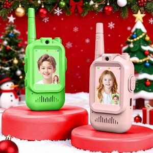 Video Walkie Talkies for Kids, 2 Pack Handheld Rechargeable Video Intercom Kids Walkies Talkies, Indoor Outdoor Toys for Family Games, Outside, Camping, Hiking for Boys Girls Ages 3-12, Christmas gift, New year gift