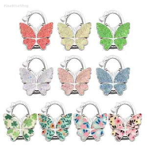 2Pcs Foldable Large Butterfly Purse Hook, Portable Table Edge Bag Hanger, Lightweight Handbag Holder Clasp, Practical Luggage Accessory for Women Daily Use & Outdoor Travel