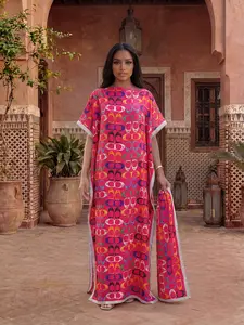 Women's Elegant All-Over Printed Set, Spring Summer Thin Loose Fit Robe & Scarf, Beach Sun Protection Satin Silk Shawl, Casual Elegance Chic