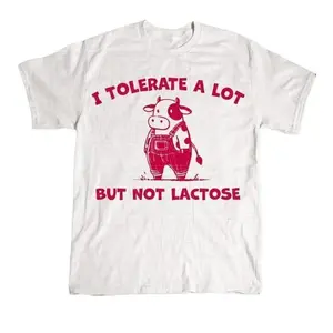 I Tolerate A Lot But Not Lactose Funny Tshirt, Cute Cow Meme Shirt, Vintage Y2K Humor T-Shirt, Unisex Lactose Intolerant Graphic Tee, Retro Design