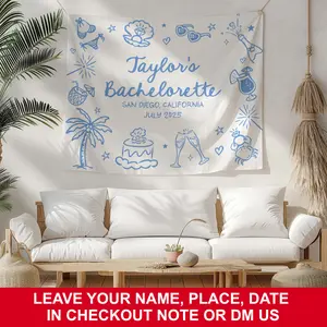 Beach Bachelorette Banner, Personalized Bachelorette Party Tapestry, Tropical Bachelorette Photo Backdrop, Coastal Bachelorette Party Decor, Home Decor, Gift For Her