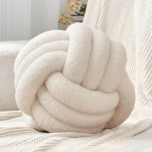 Knot Pillow Ball Round Throw Pillows Decor Cushion Decorative Aesthetic Throw Pillows,Lambswool Beige 8inch
