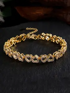 Exquisite Heart Design Bracelets for Women & Girls Artificial Gemstone Cuff Bracelet Bridal Wedding Jewelry, Stackable Tennis Bracelet, Birthday Anniversary Gift, Heart Shaped Bracelet, Cubic Zirconia Bracelet