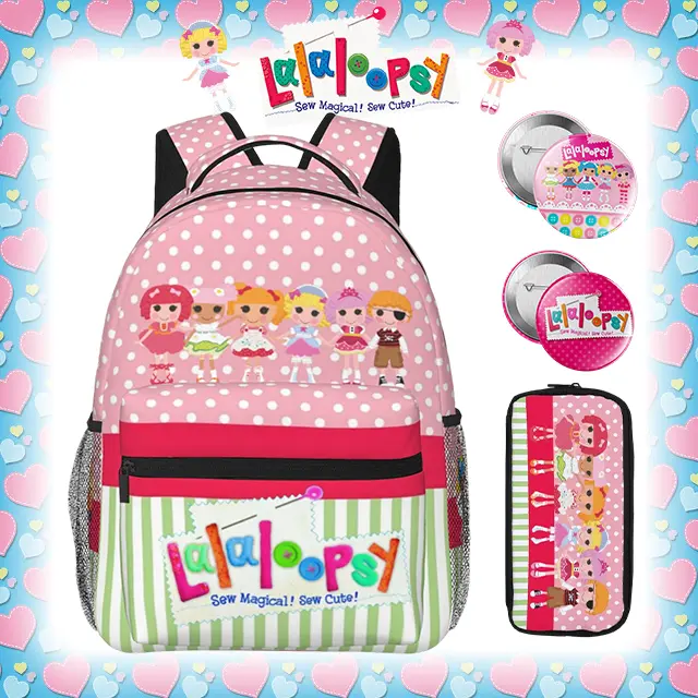 Lalaloopsy Backpack for Middle High Large Capacity We're Lalaloopsy Netflix Laptop Bookbag Durable MGA Lalaloopsy Travel Daypack for Picnic Travel Outdoor