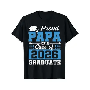 Men'S Proud Papa of a Class of 2026 Graduate T-Shirt - with Graduation & Diploma Print, Comfortable Round Neck Short Sleeve Casual Fit, Durable Hot Stamping Graphic for Graduation Parties & Casual Attire - Class of 2026 Celebration Gift for Fath