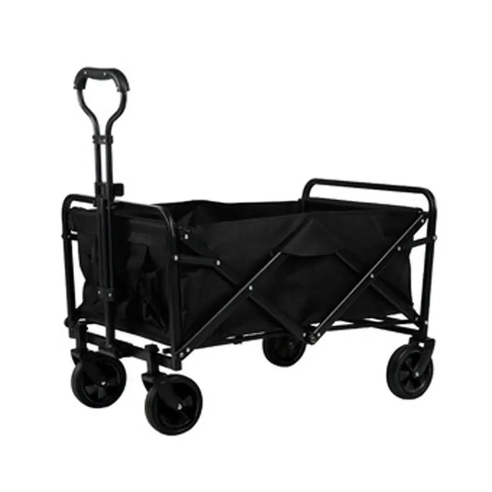 Folding Trolley, Camping Trolley, Outdoor Camping Barbecue Trolley, Large Capacity Lightweight Storage Trolley, Folding Camping Trailer, Car Boot Folding Trolley with Silent Universal Wheels, Adjustable Handle, Cup Holders and Side Pockets