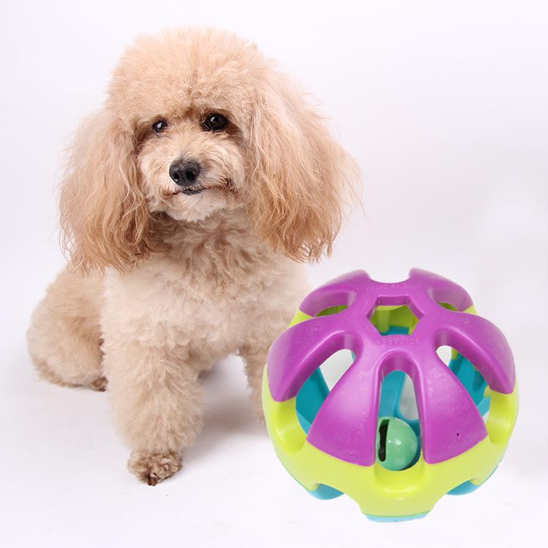 Pet Toys Colorful Bell Ball Hollow Plastic Ball Training Toy for Dogs Cat Dog Bell Ball