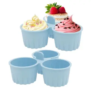 New Silicone Air Fryer Egg Mold Easy to Clean 3 Grids Cooking Bowl Durable Multi-functional Air Fryer Baking Cup Kitchen Air Fryer Accessories