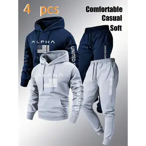 Men's Hooded Sweatshirt: "ALPHA" Logo & "UNITED STATES" Graphic, Comfortable Daily Casual Sportswear