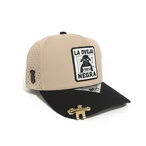 Nuevo Imperio Black Sheep Hat - Beige with Black Brim and La Oveja Negra Patch