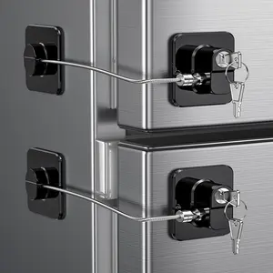 2 Pack Refrigerator Door Locks, Child Proof Fridge Lock for Kitchen Freezer, Cabinets and Drawers, Air Oven Air Fryer, Closets, Windows, Doors-No Tools Need or Drill (Patent)