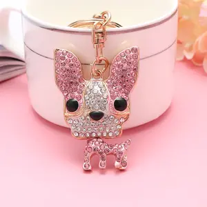 Cute Chihuahua Rhinestone Keychain – Crystal Dog Bag Charm & Gift Pendant for Women & Girls