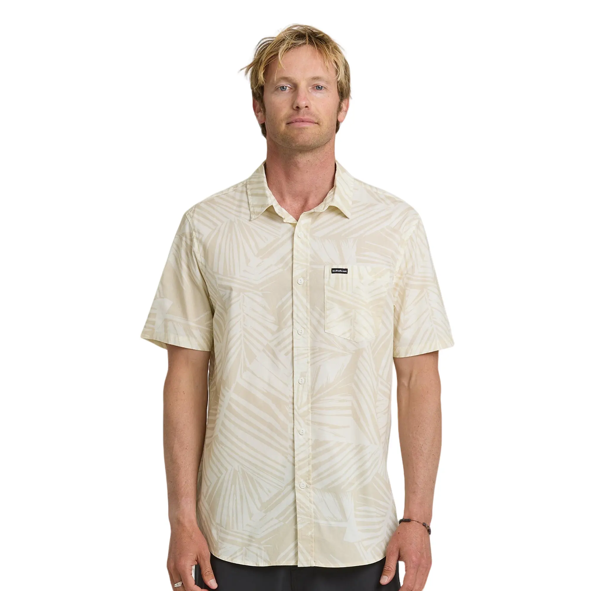 Quiksilver | Aruba Palm Classic Stretch Short Sleeve Shirt | Men's Stretch Fit Chest Pocket | Sun Protection Shortsleeve Tropical