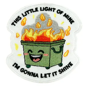 1 Count THIS LITTLE LIGHT OF MINE I'M GONNA LET IT SHINE Funny Dumpster Fire Meme Patch, Embroidered Iron on Patches, Cute Morale Patch for Backpacks, Dog Harnesses, Vests, Trucker Hats, Helmets, Gym Bags, Iron on Embroidery