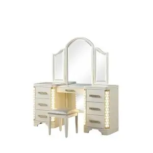 Vanity Set with side LED lightning made with Wood in Beige