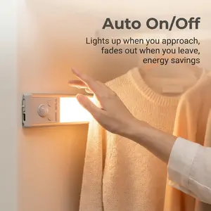 2-Pack Motion Sensor Light, Rechargeable LED Night Light with Magnetic Mount, Auto On/Off, Ultra-Thin for Closet Hallway Bathroom Stairs Kitchen, Upgraded