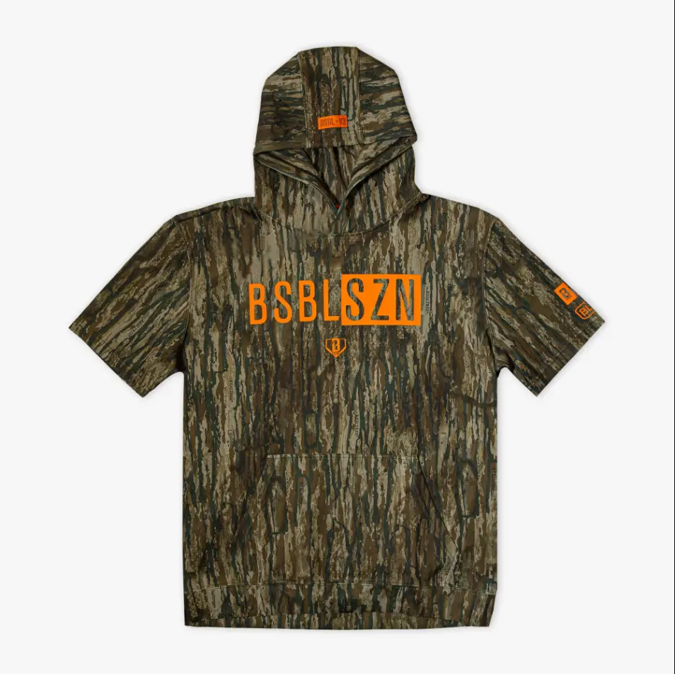 Realtree Baseball Lifestyle 101 - SZN Short Sleeve Hoodie V3 - Bright Blue/Aspect-Orange