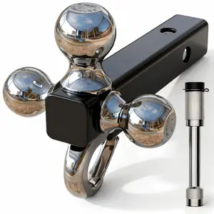 Triple Ball Tow Hitch Set for Trucks and RVs, Heavy Duty 2 Inch Receiver Trailer Mount with Hook and Multiple Ball Sizes, Perfect for Towing Transport and Outdoor Hauling Equipment