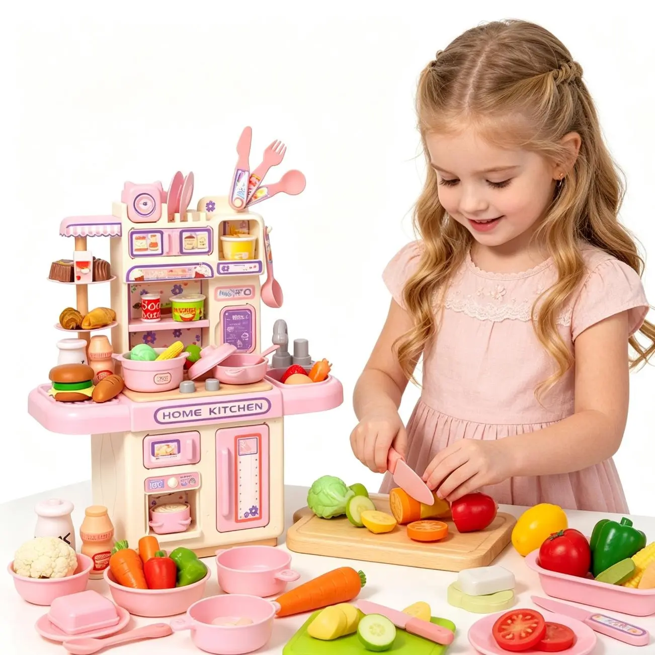 Mini Kids Kitchen Playset, Toddler Play Kitchen Set Toys for 3+ Years Old, Pretend Cooking Toy with Play Food Kitchen Accessories, Compact Toy Kitchen Set for Fine Motor Skills & Social Development