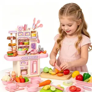 Kids Play Kitchen Set, Toddler Kitchen Playset with Light, Cooking Stove, Steam, Play Sink, Play Food Toy and Kitchen Accessories, Kitchen Toy for Girls Boys Birthday Gift