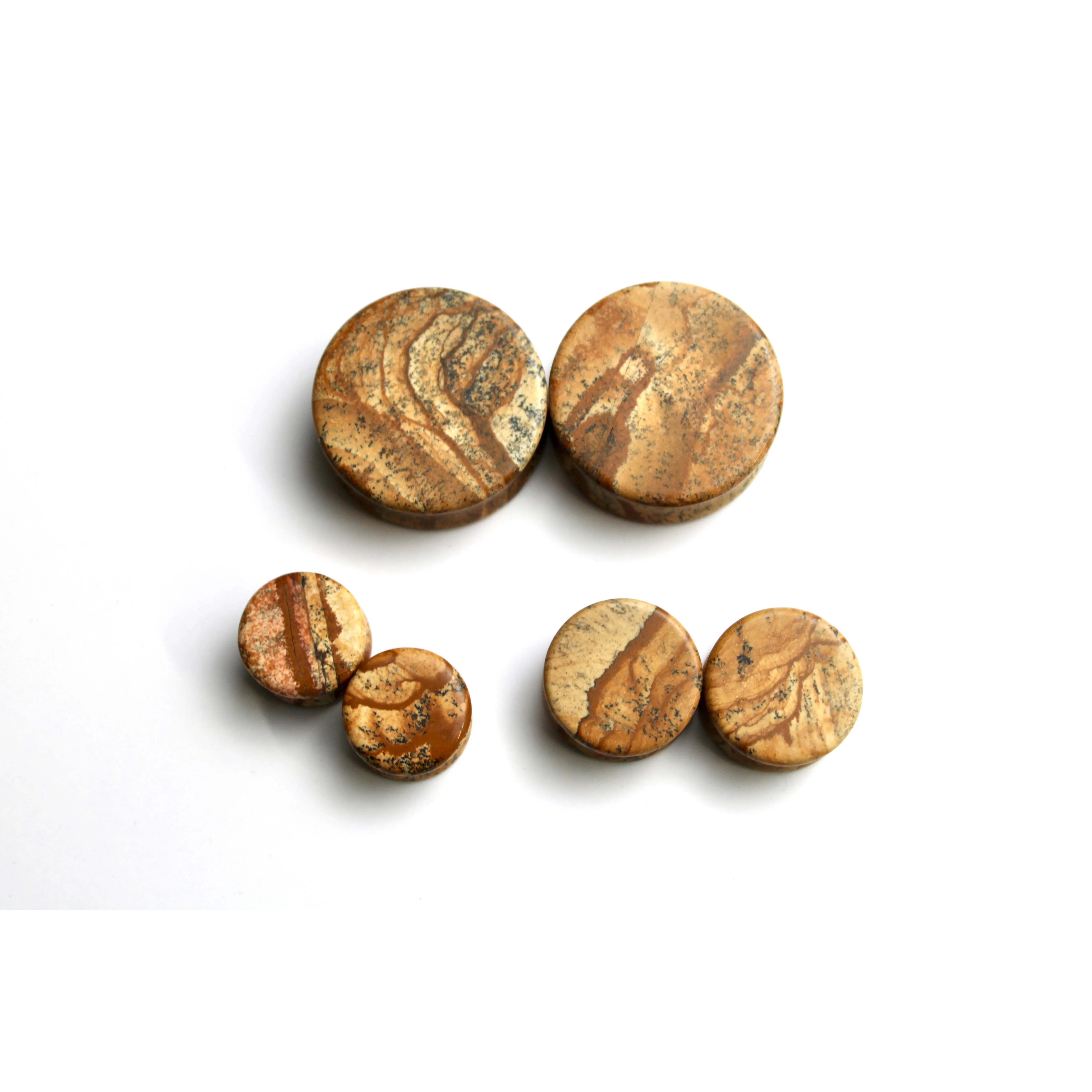 Picture Jasper Stone Double Flares for Stretched Ears