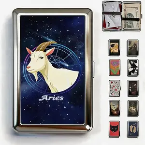 Vintage - Various style card and cash box art deco design metal wallet with RFID, unisex easy press business card holder for credit cards, cash, ID cards, business cards