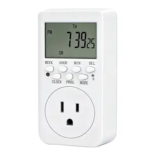 Flame-Retardant PC Digital Timer Outlet, 7-Day Programmable Single-Slot Light Switch with Automatic Power Shutoff, 3-Prong Plug for Indoor Power Outlets, Lighting Fixtures, 5.4×6.1×10.6 cm Dimensions