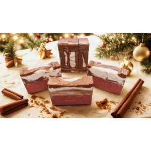 Cinnamon Crème Swirl Bar - Warm Cinnamon Vanilla Cream Scented Hand-Poured Swirl for Cozy Showers & Holiday Gifts