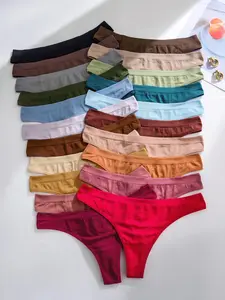 Women's Solid Color Seamless Thong, Soft Comfy Breathable Panty, Casual Elegant Panty for Daily Wear, Ladies Underwear for All Seasons, Casual Soft Panties
