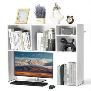 VEVOR Desktop Bookshelf White Desktop Storage Organizer 1-Tier for Office & Home