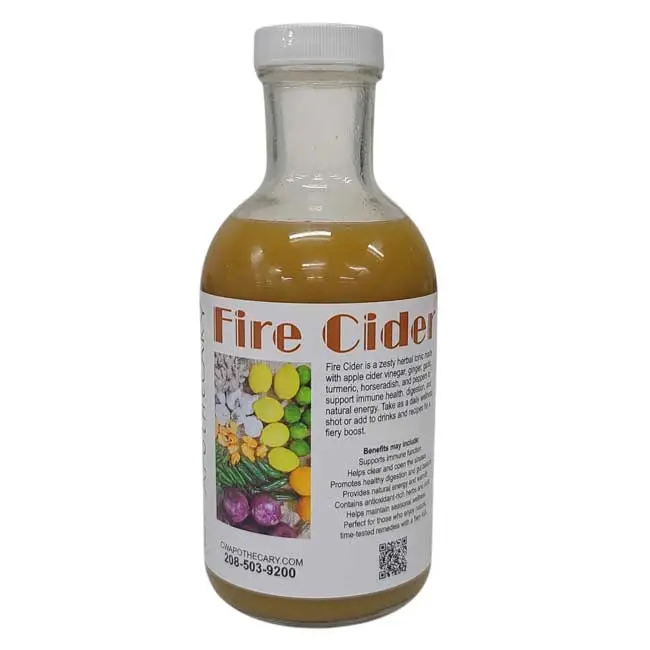 CW Apothecary Traditional Flavor Fire Cider - 16oz Zesty Herbal Tonic with Apple Cider Vinegar, Ginger, Garlic, Turmeric, Horseradish, Peppers for Immune Health, Digestion Support