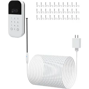 Hardware tools FOOAO Power Adapter Kit for myQ Smart Garage Door Video Keypad, 20ft/6m Outdoor Power Cable and Adapter, Weatherproof Flat Cable for Continuous Charging, Includes 30 White Mounting Nails