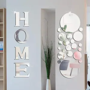 Mirror Wall Sticker, Home Letter Design Wall Decor, Backdrop Decorative Mirror, Living Room Dining Room Entry Door Bedroom Decor, Ornaments, Decoration Items