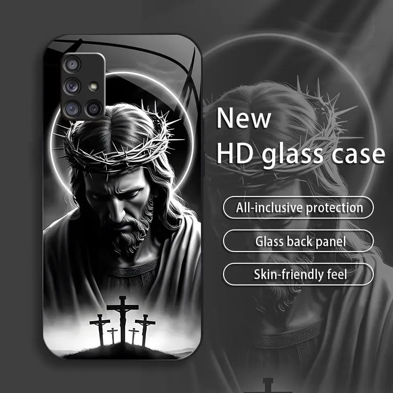 Suitable for [Galaxy A71 5g] Jesus New stylish high quality glass protective case affordable anti-drop anti-fingerprint 995