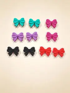 10 Mixed-Color Silicone Bow Decorative Accessories, Cute DIY Handmade Bows, Pen Decoration, Keychain Making, Bag Charms, Hole Design